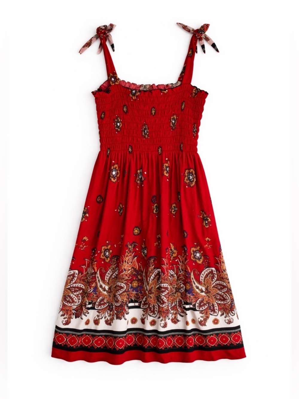 Lildy Sundress Red Dress
Smocked Tie Straps S M - Picture 2 of 5
